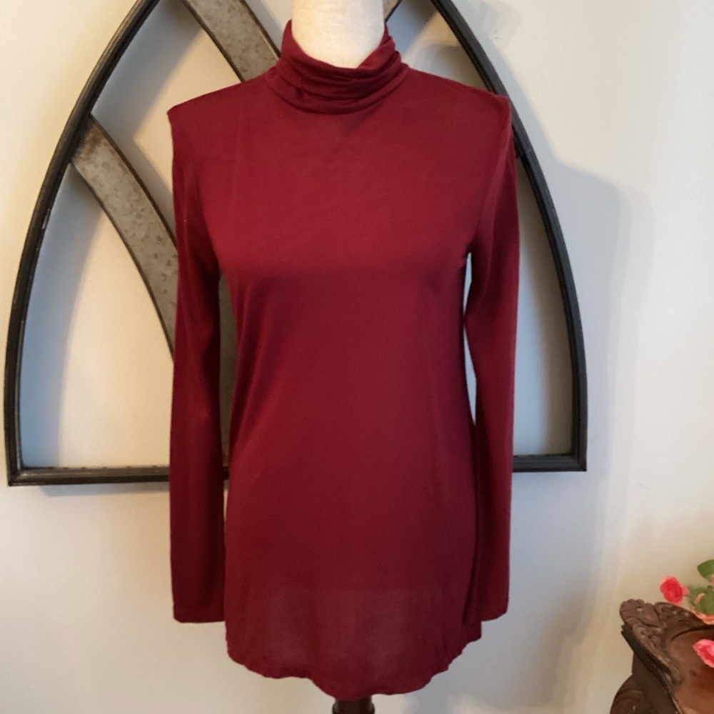 J CREW Wine Lightweight Turtleneck Top